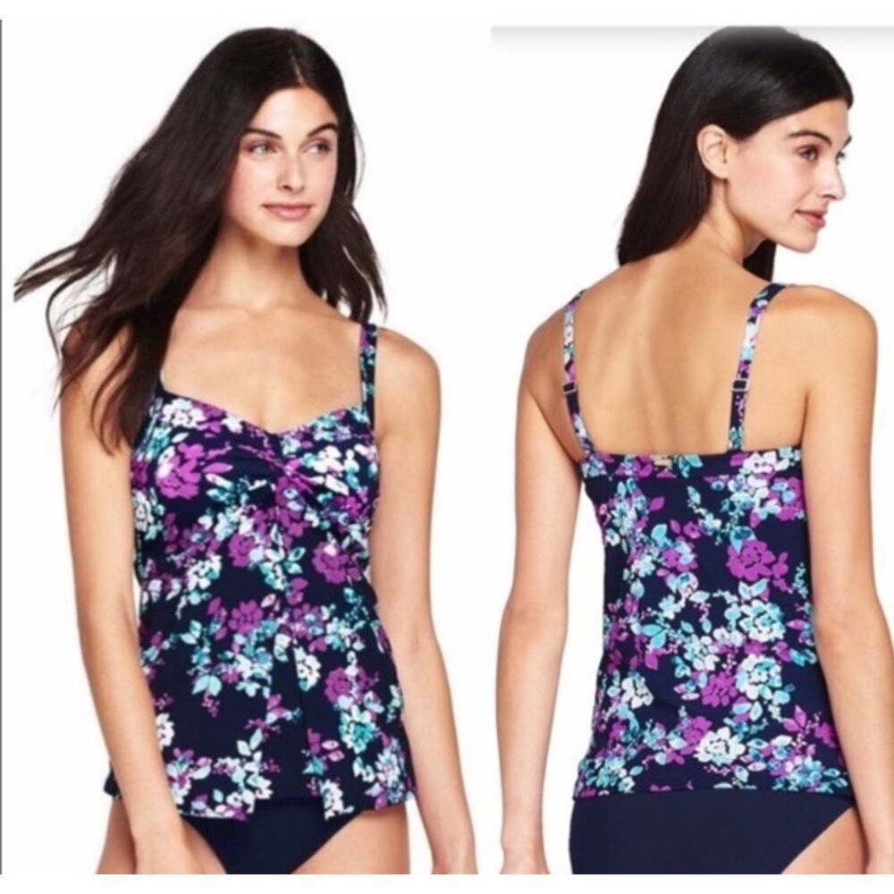 Lands End Floral Tankini Tank Top‎ Swim Womens Size 18D (511)
